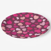 Roze harten papieren bordje (Gekanteld)