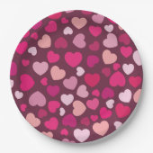 Roze harten papieren bordje (Voorkant)