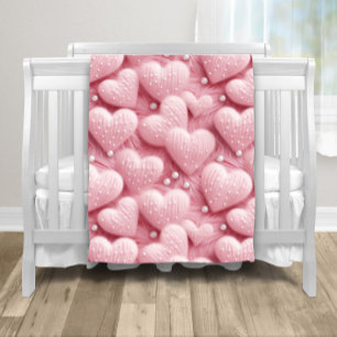Roze Harten Parels Baby Fleece Deken