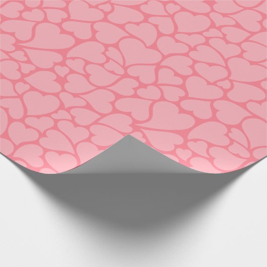 Roze harten patroon cadeaupapier (Hoek)