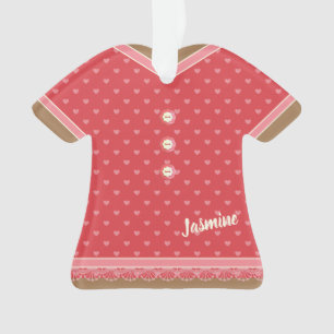 Roze harten Patroon Dress Lace Trim op maat Ornament