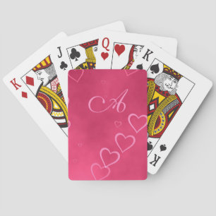 Roze harten patroon pokerkaarten