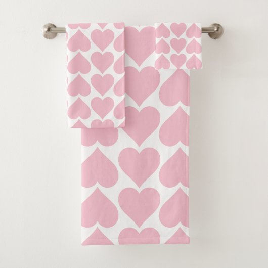 Roze harten patroon, romantisch, liefde bad handdoek (Insitu)