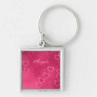 Roze harten patroon sleutelhanger