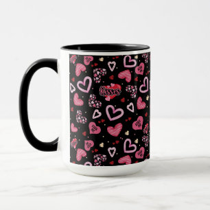 Roze harten Patroon Valentijnsdag Mok