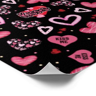 Roze harten Patroon Valentijnsdag Poster