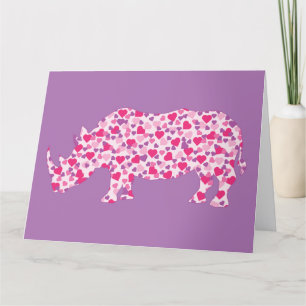 Roze harten Rhinoceros Bedankkaart