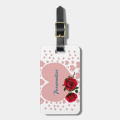 Roze harten rode rozen Romantic personaliseren rei Bagagelabel (Voorkant verticaal)