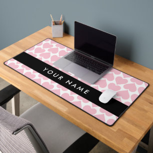 Roze harten, Romantisch, Jouw naam, Personaliseer Bureaumat