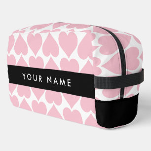 Roze harten, Romantisch, Jouw naam, Personaliseer Toilettasje