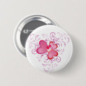 Roze harten ronde button 5,7 cm (Voorkant /achterkant)