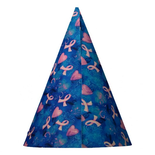 Roze Harten & Roze Linten Party Pet Feesthoedjes (Achterkant)