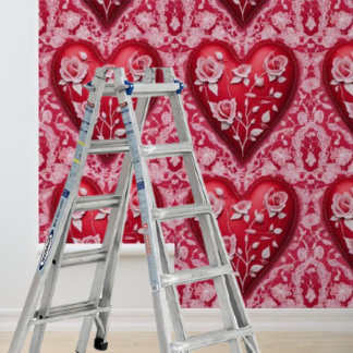 Roze Harten Rozen Wit Kant Peel Stick Behang