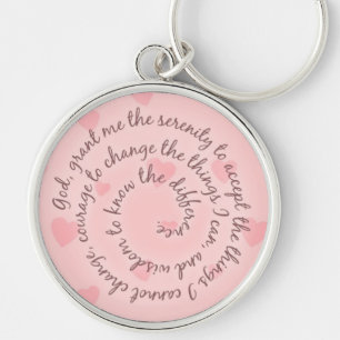 Roze harten Serenity Prayer Sleutelhanger