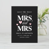 Roze Harten Toekomstige Mevrouw & Mevrouw Lesbisch Save The Date (Staand voorkant)