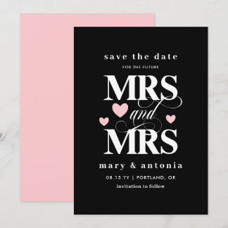 Roze Harten Toekomstige Mevrouw & Mevrouw Lesbisch Save The Date