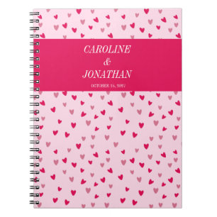 Roze Harten Trouwdatum Aangepast Cadeaubon spiral Notitieboek