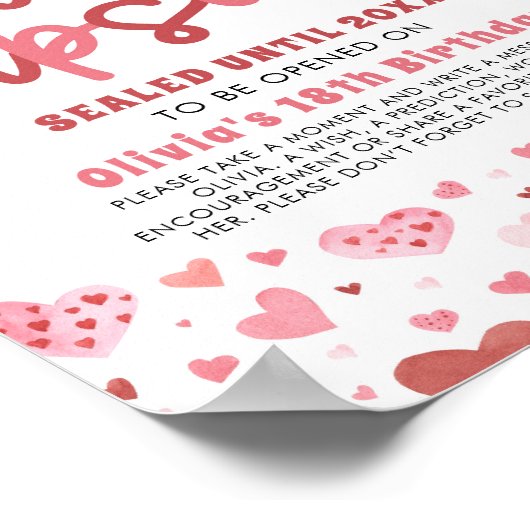 Roze Harten Valentijn 1e Verjaardag Tijd Capsule Poster (Hoek)