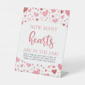 Roze harten Valentijn hoeveel harten Baby shower Reclamebord Met Voetstuk (Voorkant)