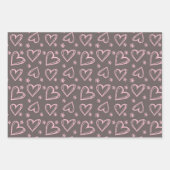 Roze harten Valentijnsdag Love Retro Checker Inpakpapier Vel (Voorkant)