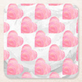 Roze harten vierkante kartonnen onderzetter (Voorkant)