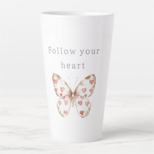 Roze harten vlinder latte mok