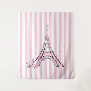 Roze harten & vlinders Parijs Eiffeltoren Meisjes Wandkleed