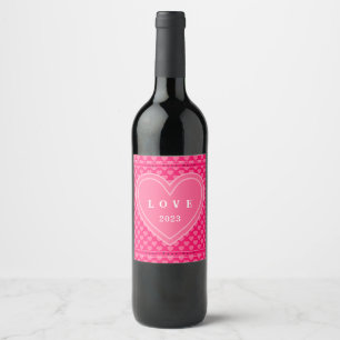 Roze harten wijn etiket