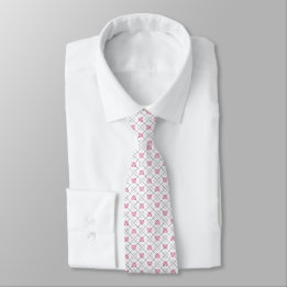 Roze Harten Witte Diamanten Argyle Patroon Stropdas