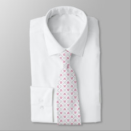 Roze Harten Witte Diamanten Argyle Patroon Stropdas