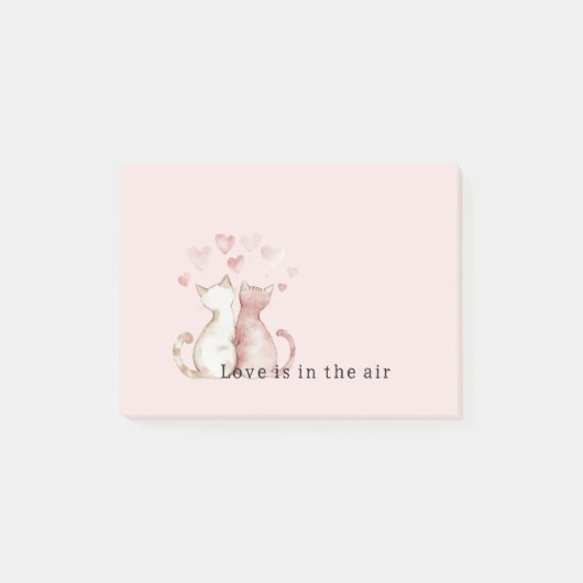 Roze Harten Witte Katten Liefde Post-it® Notes (Voorkant)