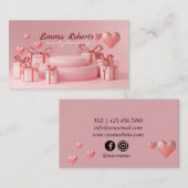 Roze hartendoos Visitekaartje (Voorkant / Achterkant)