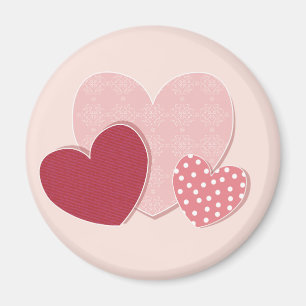 Roze hartenpapiersticker magneet