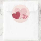 Roze hartenpapiersticker ronde sticker (Tas)