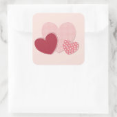 Roze hartenpapiersticker vierkante sticker (Tas)