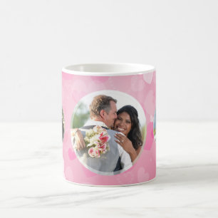 Roze hartenparen voegen je eigen foto-Mok toe voor Koffiemok