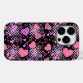 Roze hartenpatroon 01 zwarte BG Case-Mate iPhone Case (Achterkant (horizontaal))