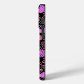 Roze hartenpatroon 01 zwarte BG Case-Mate iPhone Case (Achterkant / Links)
