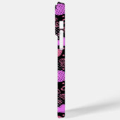 Roze hartenpatroon 01 zwarte BG Case-Mate iPhone Case (Achterkant / Links)