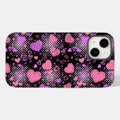Roze hartenpatroon 01 zwarte BG Case-Mate iPhone Case (Achterkant (horizontaal))