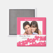 Roze Hartenveld Save The Date Magnet Magneet (Voorkant / Achterkant)