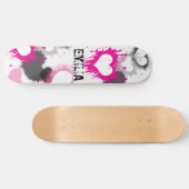 roze hartgraffiti grunge aangepaste naam meisje skateboard (Horizontaal)