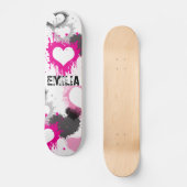 roze hartgraffiti grunge aangepaste naam meisje skateboard (Voorkant)