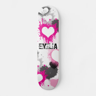 roze hartgraffiti grunge aangepaste naam meisje skateboard