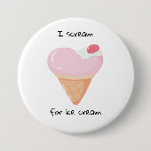 Roze hartijs crème ronde button 7,6 cm (Voorkant)