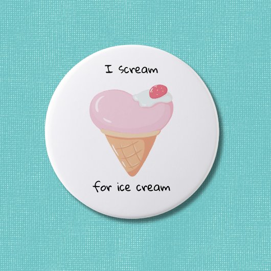 Roze hartijs crème ronde button 7,6 cm