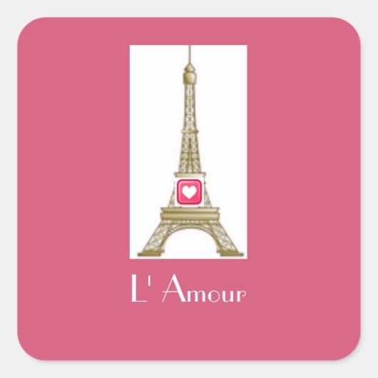 Roze Hartje Paris Eiffeltoren Sticker (Voorkant)