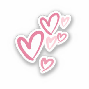 Roze Hartjes Cute Doodle Sticker