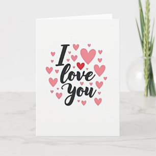 Roze Hartjes Ik Hou van Jou Kaart