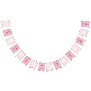 Roze Hartjes meisje vrijgezellenfeest Vlaggetjes